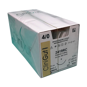 SUT CHROMIC 4/0 CLINIGUT 19MM RC 75CM 12