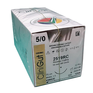 SUT CHROMIC 5/0 CLINIGU 19MM RC 75CM 12~