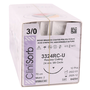 SUT PGA 3/0 CLINISORB 24MM RC 70CM 12~